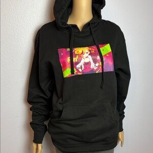 Oversized Black Hoodie with Rin Anime Graphic